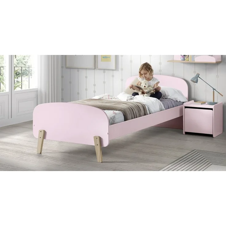 Einzelbett Kiddy 90 x 200 cm Nachtkonsole MDF Rosa