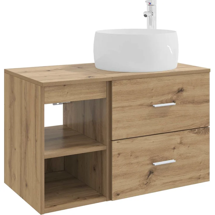 vidaXL Wandmontiertes Badezimmermöbel-Set 2 stk. Artisan-Eiche 3403927 – Bild 2