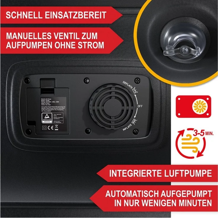Onbest Luftbett mit elektrischer Luftpumpe und integriertem Kissen, 250 kg - 2 Personen - Wasserabweisend - Robust – Bild 2