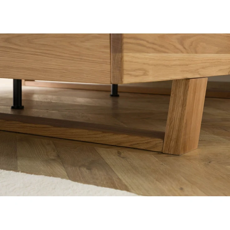Bett mit Nachttisch links Eiche 180x200x85 natur geölt, Kopfteil beige FICHTELBERG #151 – Bild 7