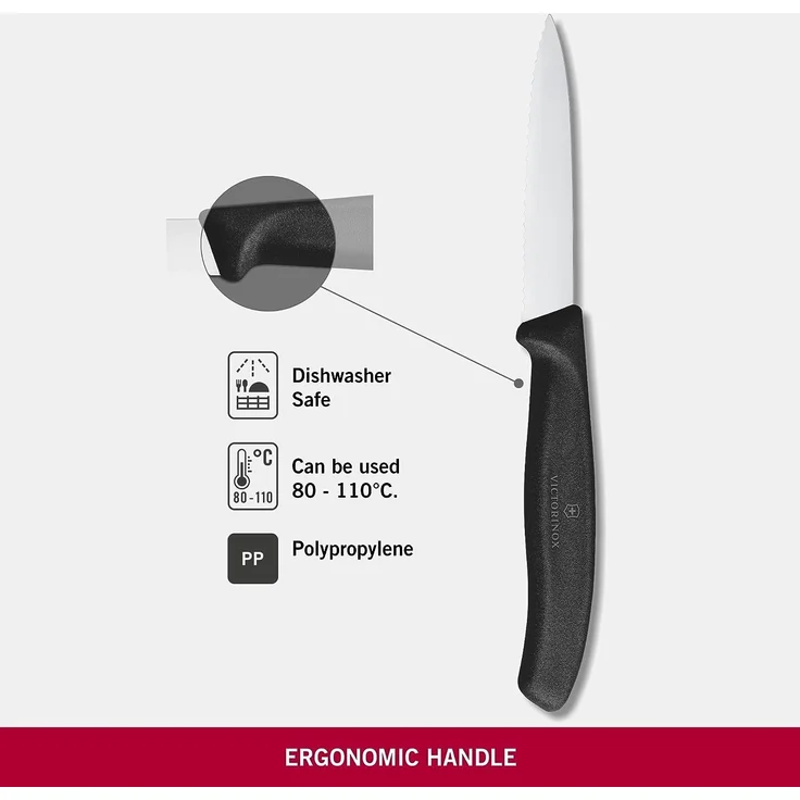 Victorinox Gemüsemesser SwissClassic Mittelspitz Well. 8 cm schwarz – Bild 4