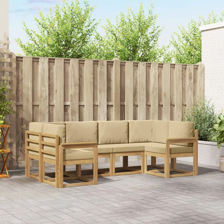 vidaXL Outdoor-Sofagarnitur 6 stk. 6-Sitzer Weiß und Beige 3388112 – Bild 1