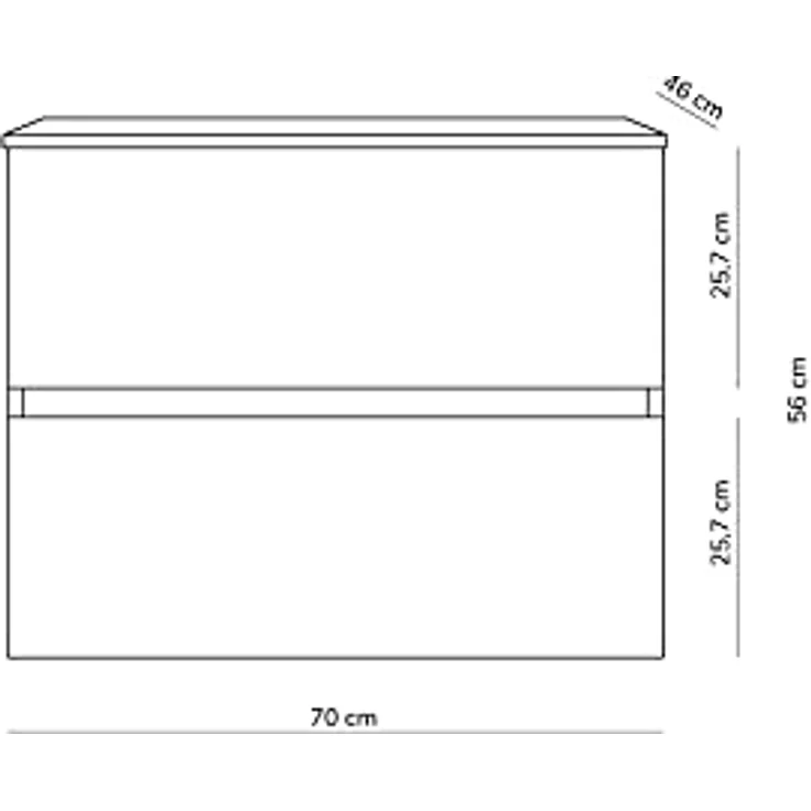 Baikal Badezimmerschrank, Zwei Schubladen, Wandmontage, mit Waschbecken, Melamin 16, montiert, Möbel 70 cm, Nebraska, ohne Spiegel – Bild 6
