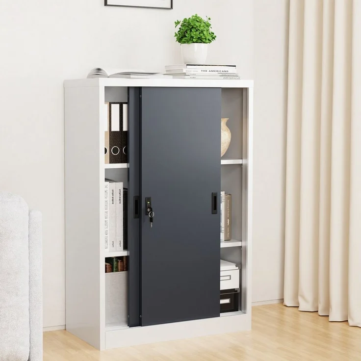 VCM Büroschrank Malivo 921318 Weiß / Anthrazit H. 120 x B. 80 x T. 40 cm – Bild 2