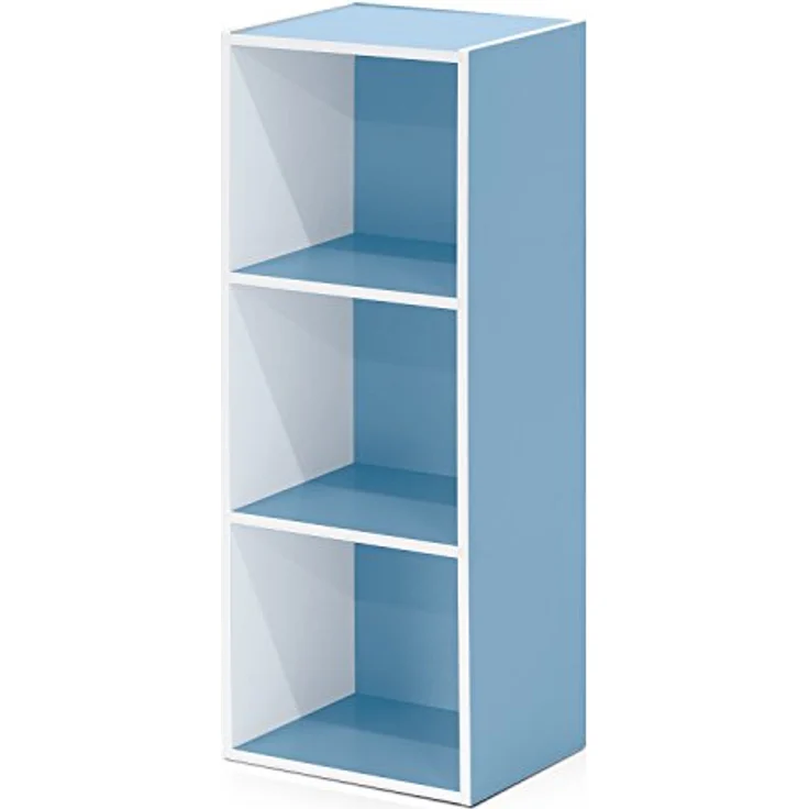 Furinno offenes Bucherregal mit 3 Fächern, Holz, Weiß/Hellblau, 30. 5x23. 6x80 cm – Bild 2