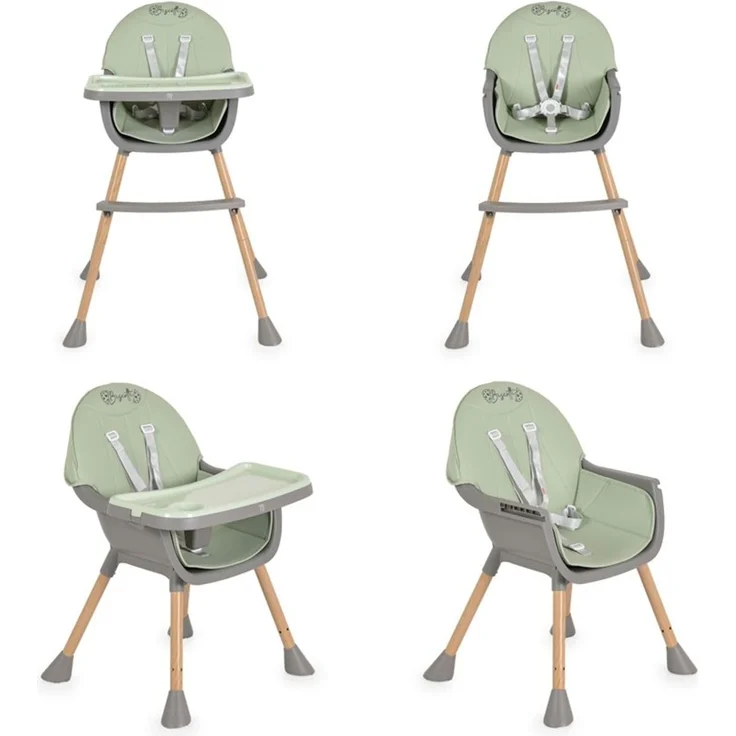 Moni Kinderhochstuhl Biscotti 2 in 1 Kinderstuhl Anti-Rutsch-Füße Doppeltablett grün – Bild 6