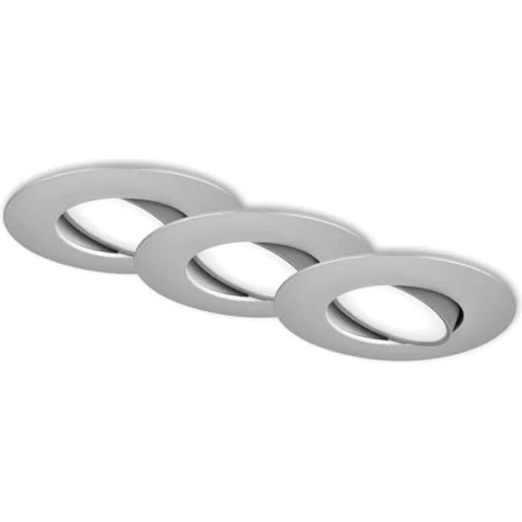 BRILONER - 3er Set LED Einbaustrahler 230V, LED Strahler Badezimmer IP65, Deckenstrahler stufenlos dimmbar, Spots, Deckenspots, Badezimmerlampe, Chrom-Matt, 90x45 mm (DxH) – Bild 1