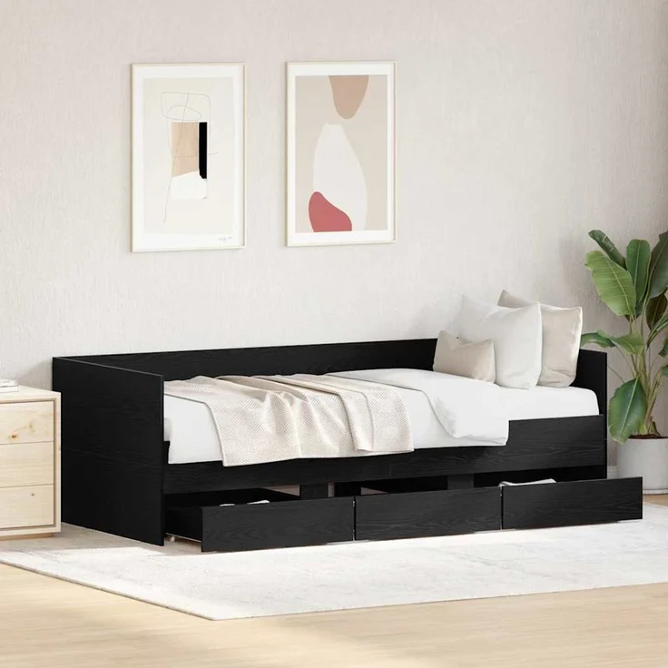 vidaXL Tagesbett Schwarz Eichen-Optik 90 x 190 cm Holzwerkstoff 3333998 – Bild 3