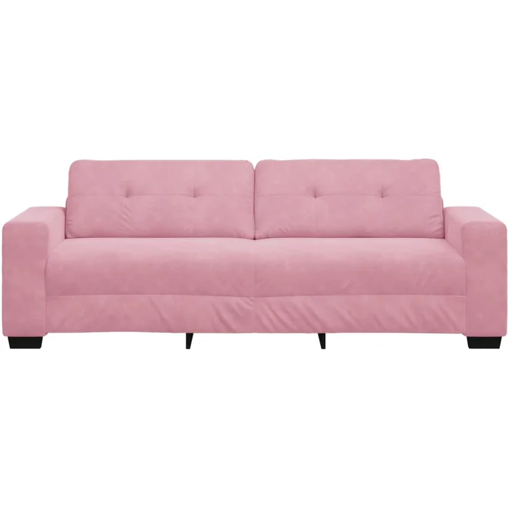 vidaXL | 3-Sitzer-Sofa | mit Kissen Rosa Samt 4105137 – Bild 2
