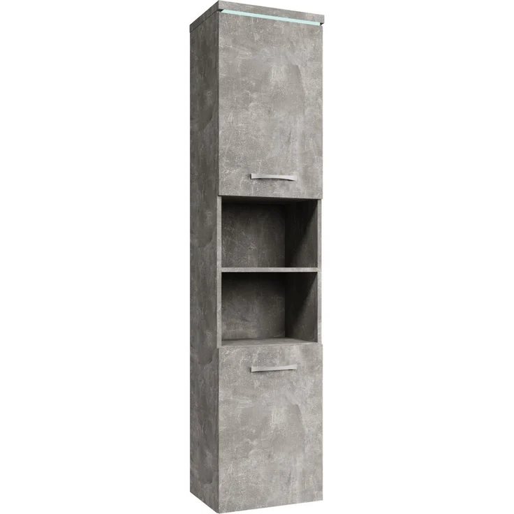Badplaats Badezimmerschrank Paso 35 x 35 x 160 cm Beton Grau - Hoch Badschrank Mit 2 Türen – Bild 1