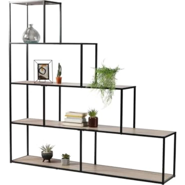 CaliCosy 'COLORADO' Bücherregal im Treppen-Design - L160 cm - Dekor holz - Schwarz – Bild 4