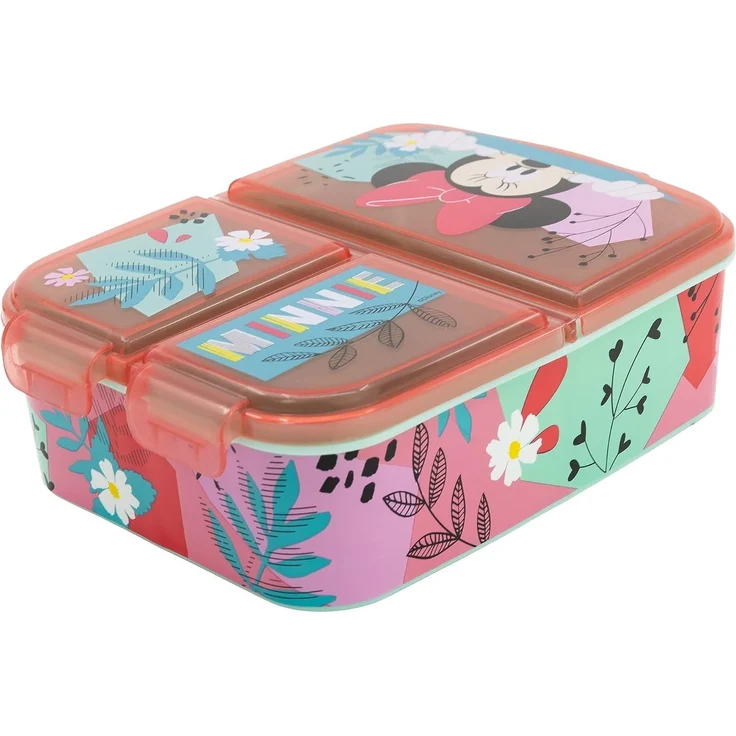 Lunchbox für Kinder mit 3 Fächern aus Kunststoff verschiedene Motive Minnie Mouse – Bild 1