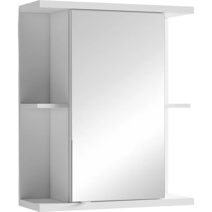 byLIVING Badezimmer Spiegelschrank NEBRASKA mit Spiegeltür / Moderner, 1-türiger Spiegel Hängeschrank in matt weiß / Mit viel Stauraum / B 60, H 70, T 25m