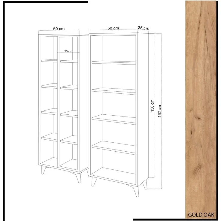 Calicosy 'POTENZA' Regal mit 15 Eichen- und Weißdekorationsfächern H162 cm - Helles Holz – Bild 4