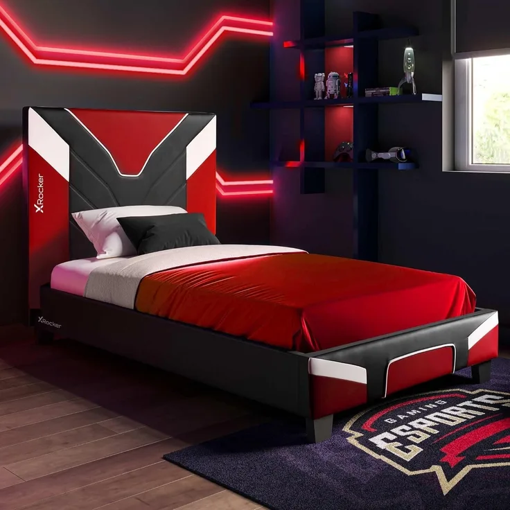 X Rocker Cerberus MKII Gaming-Bett für Kinder & Jugendliche - schwarz/rot/weiß, 90x190 cm
