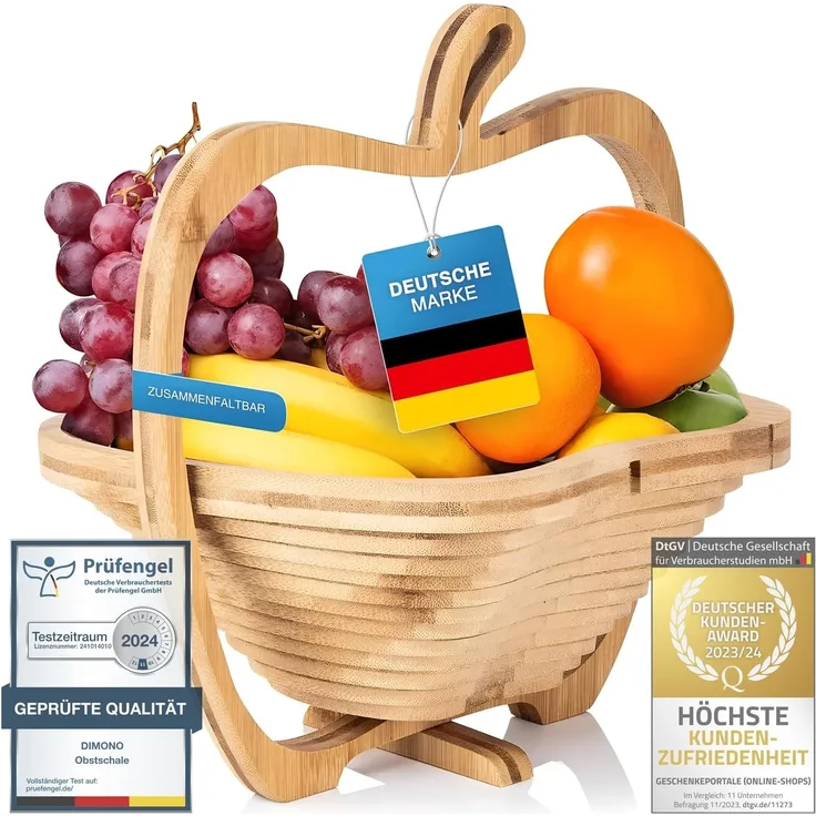 Dimono Obstschale DIMONO Obstkorb Apfelform – Obstschale faltbar Bambus, Bambus, (Faltkorb), Gemüseschale & Topfuntersetzer