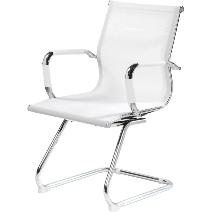 Dmora - Stuhl Maitland, Büro-Wartezimmersitz mit Armlehnen, Ergonomischer Wartesitz, 62x54h89 cm, Weiß – Bild 1