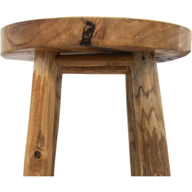 Spetebo Barhocker Teakholz Tresenhocker geölt (auf 4 Füßen, natur), Massivholz Barhocker im Landhaus Stil – Bild 2