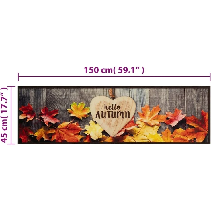 vidaXL Küchenteppich Waschbar Herbst 45x150 cm Samt 4005626 – Bild 4