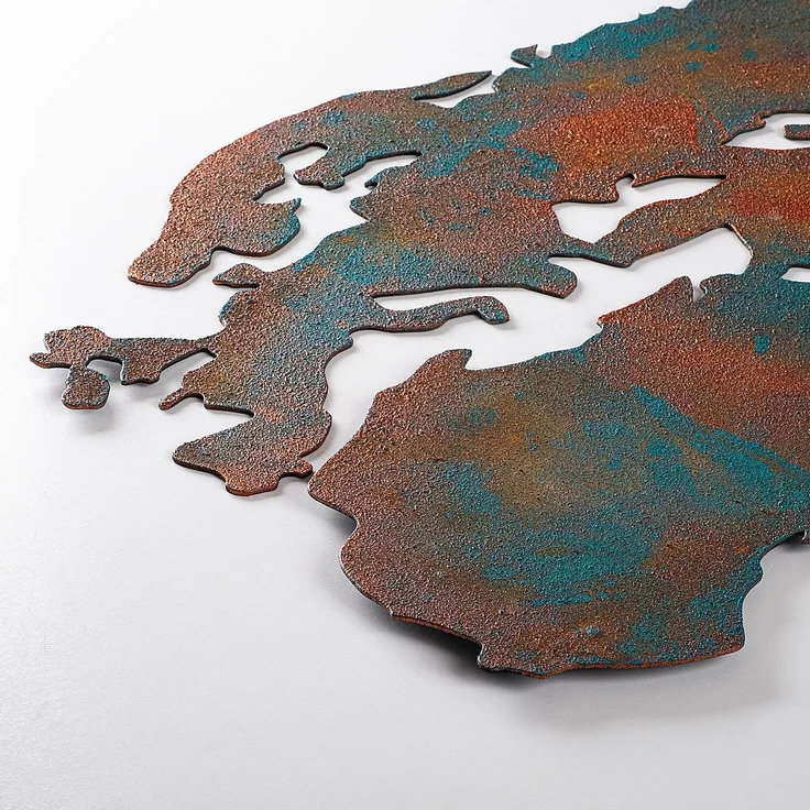 Wallity 'World Map Medium - 2' Dekoratives Wandaccessoire aus Metall, Mehrfarbig, 59 x 150 cm – Bild 6