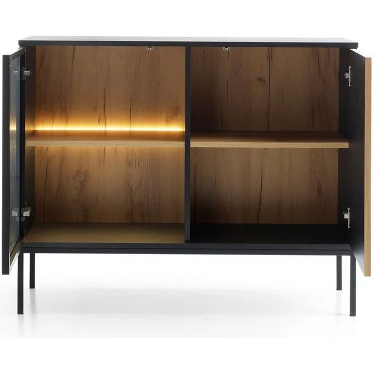 Compleo Kommode LINO (mit Fronten gefräst und gehärtetem Glas) Loft stil – Bild 3