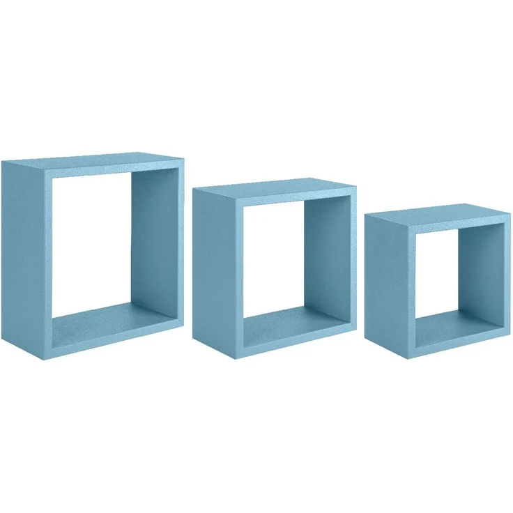 Homemania Incubo Wandregal – Wohnzimmer, Schlafzimmer, Büro – MDF, blau 35 x 35 x 15,5/30 x 30 x 15,5/25 x 25 x 15,5 – Bild 1