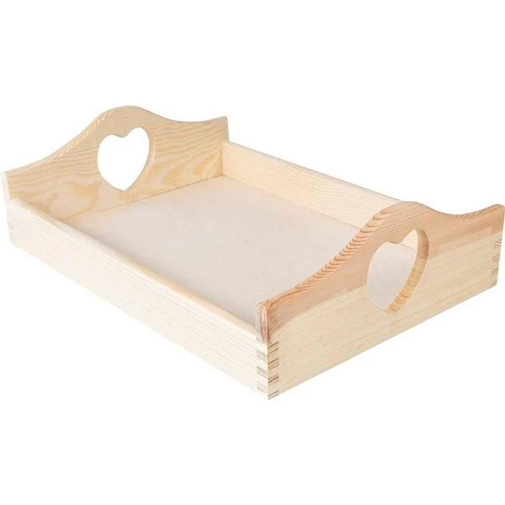 Creative Deco Tablett Serviertablett Holz mit herzförmigen Griffen, Holztablett mit Herz Griffen – Bild 4