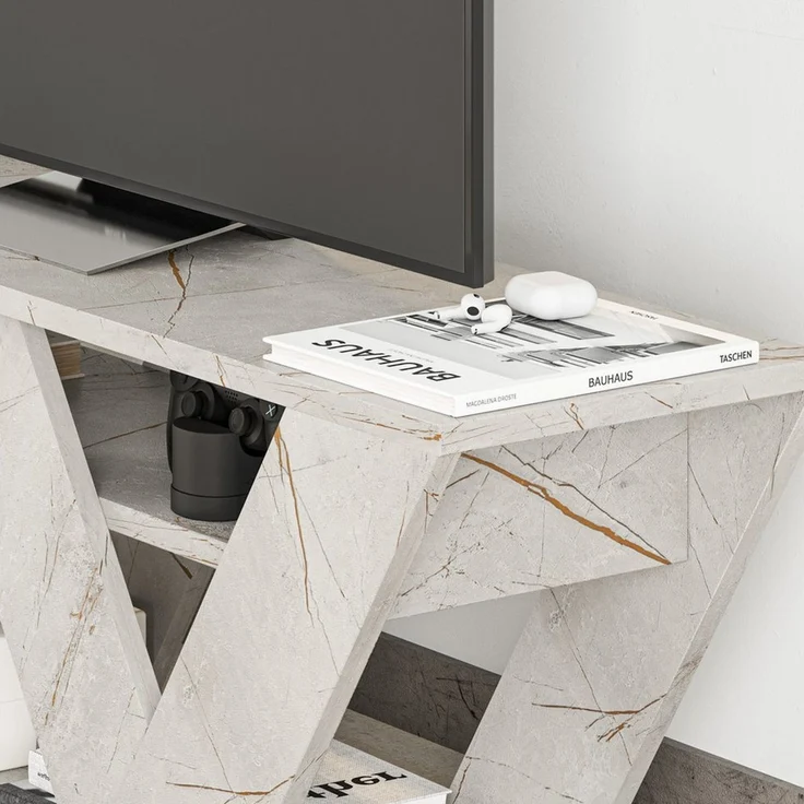 Decortie TV-Schrank Pipralla Moderner TV-Ständer Multimedia Mit Einlegeböden, 110 x 30 x 40 cm – Bild 3