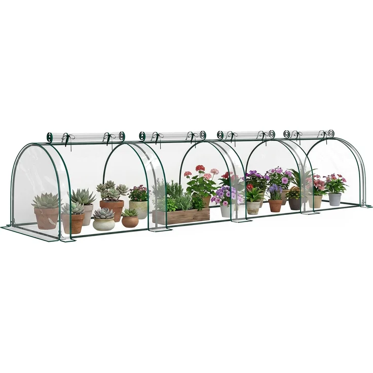 MELAYR, Gewächshaus für Gartenterrasse, 395 x 100 x 80 cm, für den Pflanzenanbau, Tunneltyp, transparent und grün – Bild 1