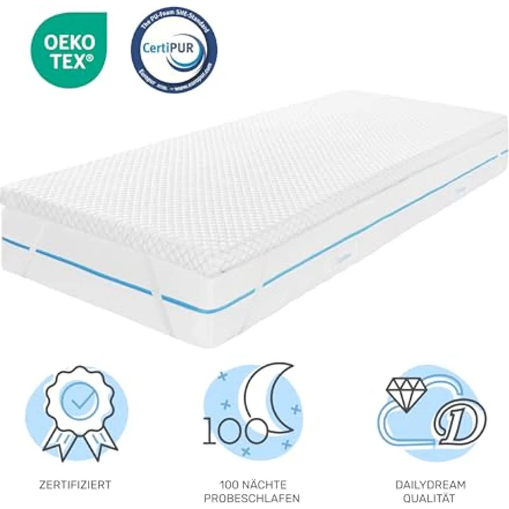 Dailydream Matratzen Topper 140x200cm, Memory Foam 5cm, Cool Touch Edition Model M, rutschfest, abnehmbarer Bezug, zertifiziert & ergonomisch – Bild 2