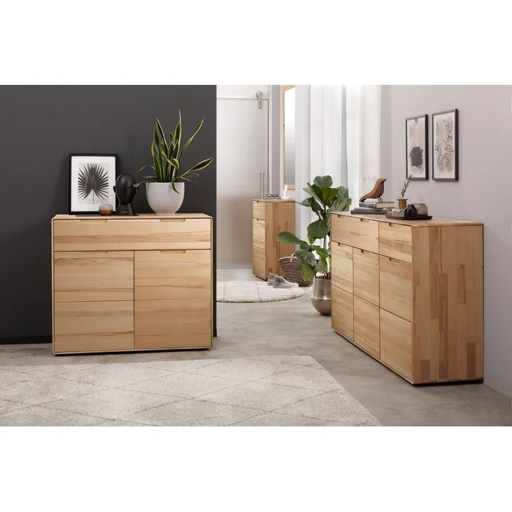 Hochkommode >KM-0663< 1 Tür, 1 Schub, 1 Boden, Kernbuche massiv geölt - 51x91x40cm (BxHxT) – Bild 5