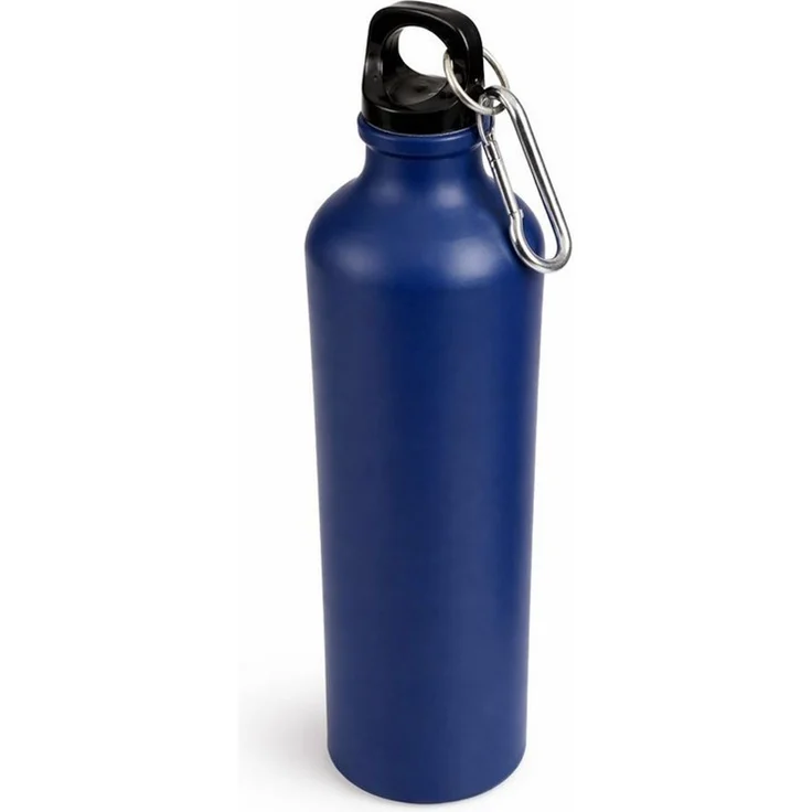 Trinkflasche Wasserflasche Sportflasche 800ml Metall Blau mit Karabinerhaken – Bild 2