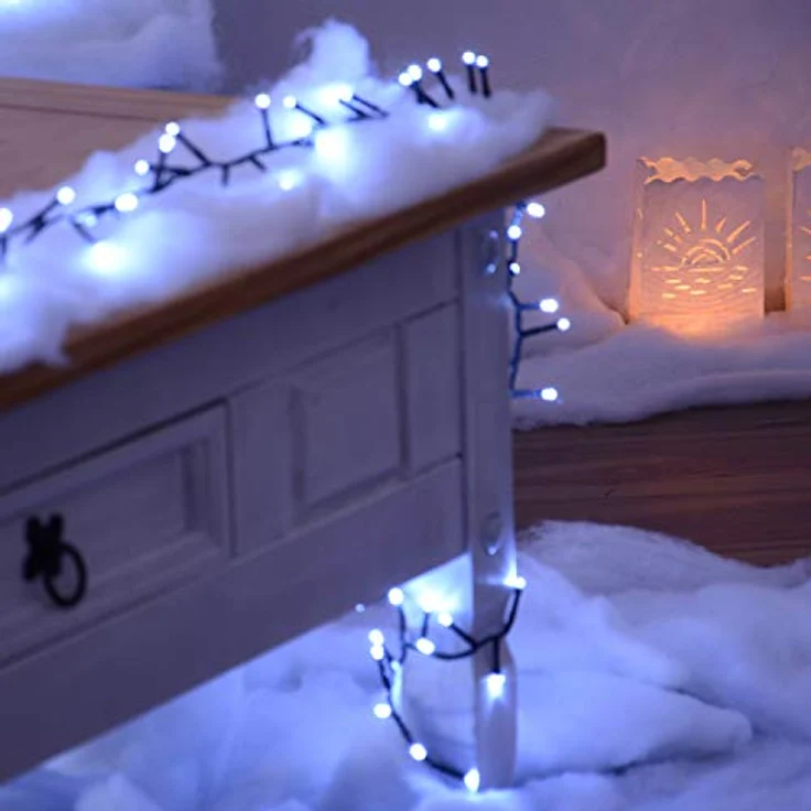 INtrenDU LED-Lichterkette Lichterkette 1200LED kaltweiß 24m, mit itegriertem Timer, Beleuchtungsprogrammen und Memoryfunktion – Bild 4