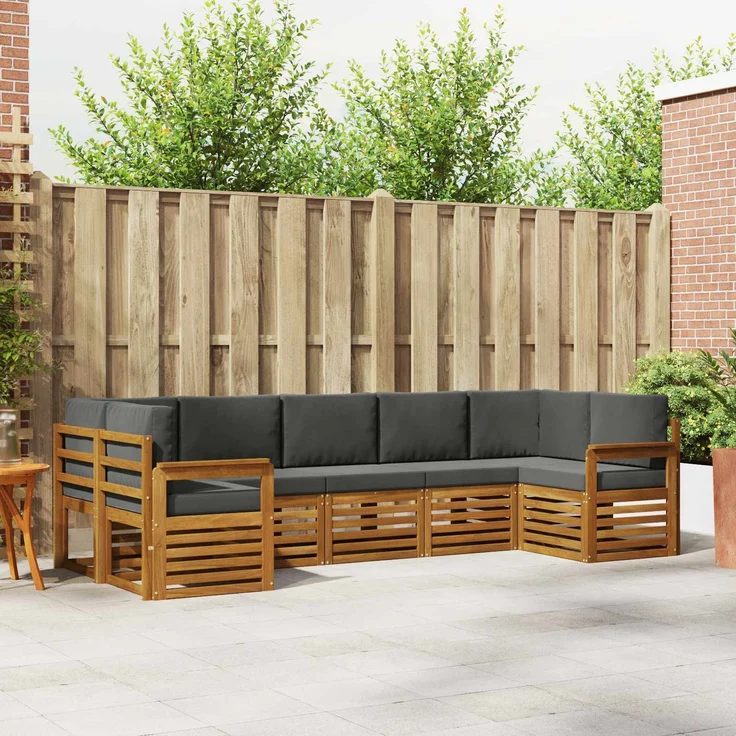 vidaXL Outdoor-Sofagarnitur 7 stk. 7-Sitzer Natur und Anthrazit 3375397 – Bild 1