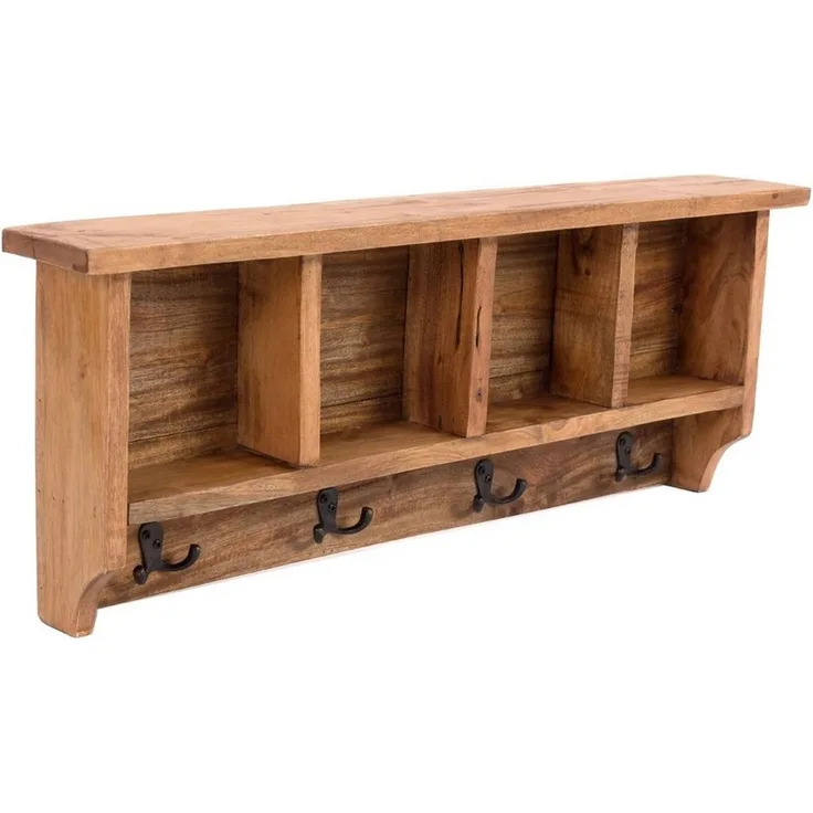 DESIGN DELIGHTS Wandgarderobe RUSTIKALE WANDGARDEROBE mit Fächern "VINTAGE 70", 70 x 27 x 11 cm(BxHxT)