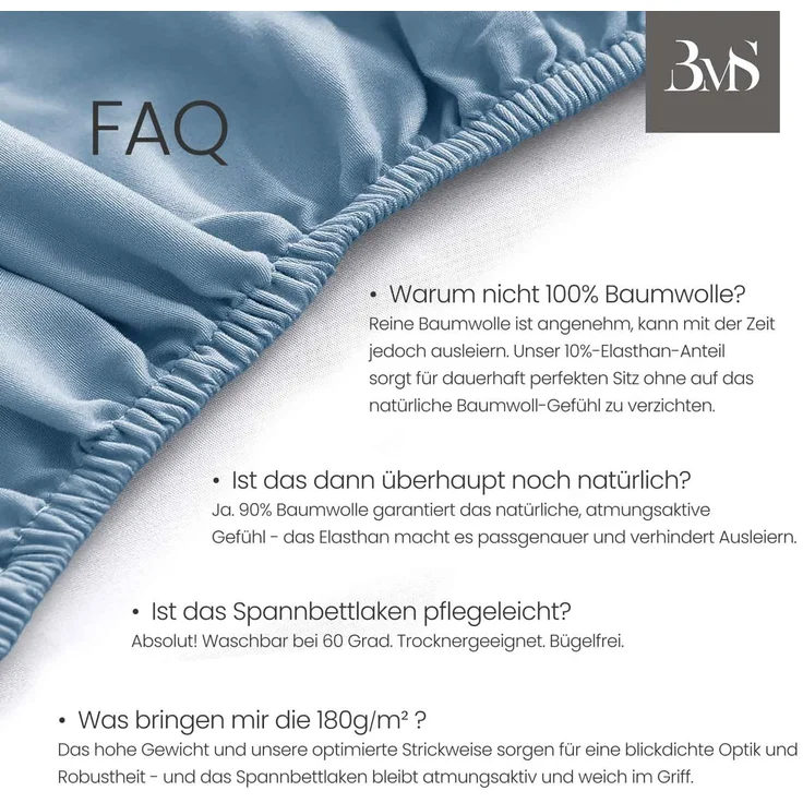 Jersey Spannbettlaken himmel blau 120x200 cm Höhe bis 25cm – Bild 4