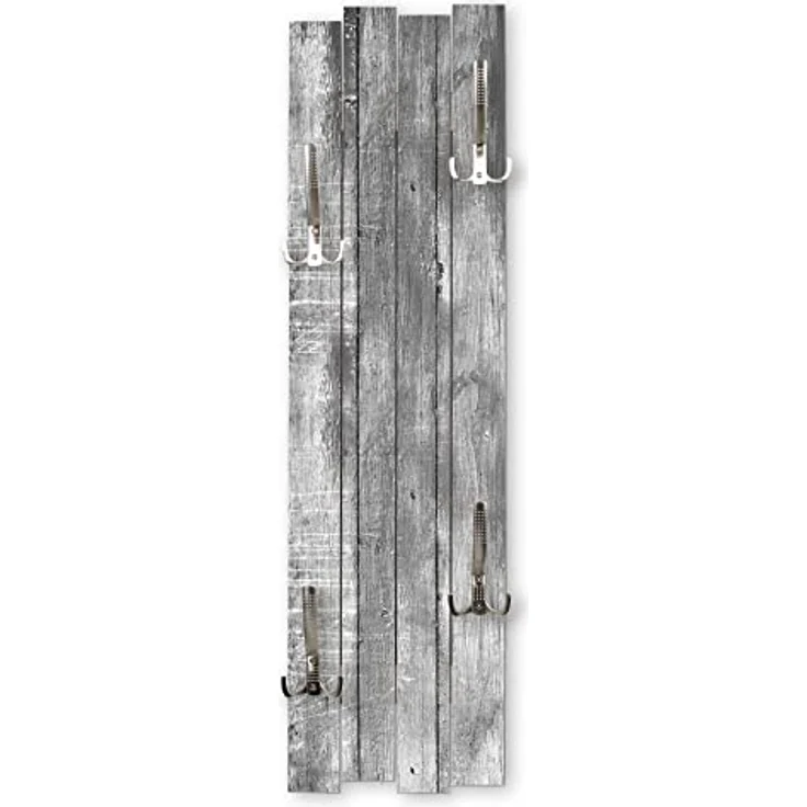 Kreative Feder Wandgarderobe Wand-Garderobe „Altes Holz Grau“ aus Holz, Shabby-Chic, ca. 100x30 cm, mit 4 Haken, außergewöhnlich, modern – Bild 2