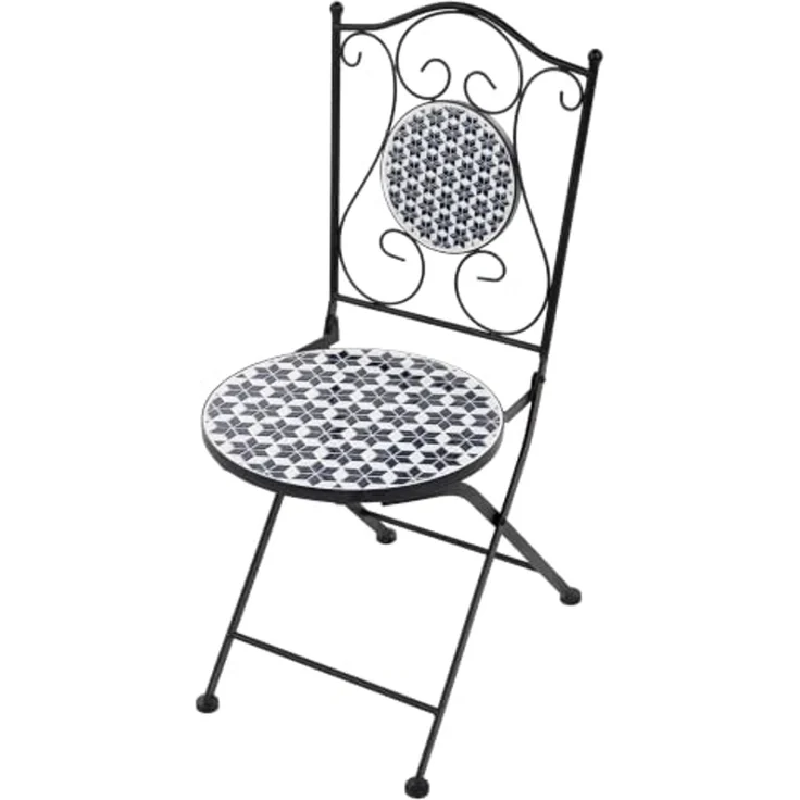 Gartenstuhl 2er Set SIROLO klappbar Metall Weiß Blau – Bild 7