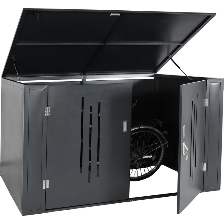 4er-Fahrradgarage HWC-K64, Gerätehaus Fahrradbox mit Deckel, abschließbar Metall 121x202x150cm, anthrazit – Bild 1