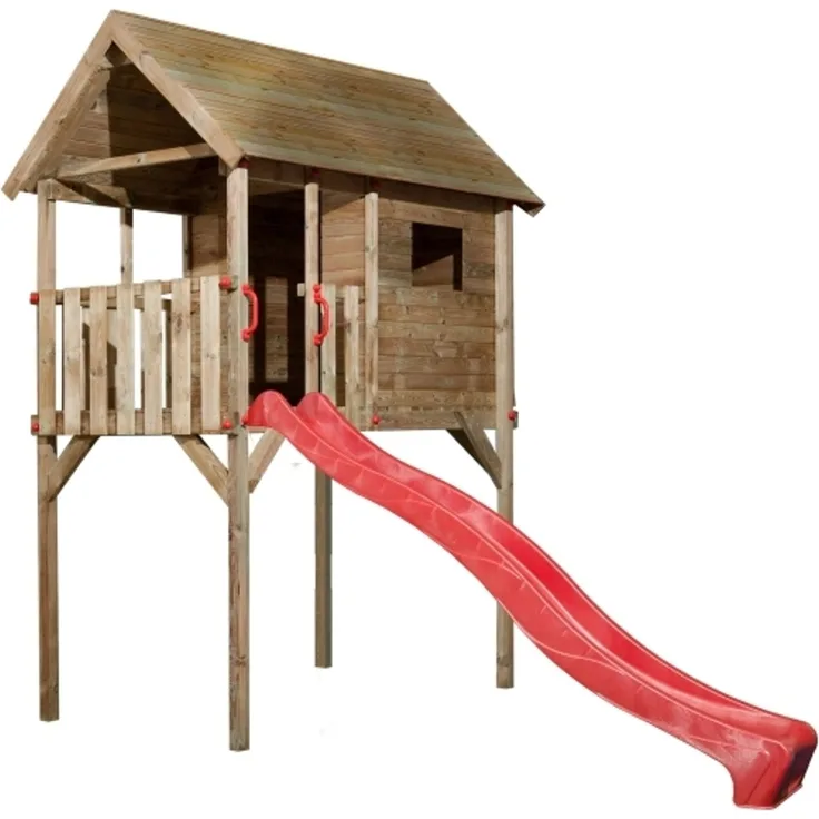 WEKA Tabaluga Kinderstelzenhaus 815, mit Wellenwasserrutsche rot 290 cm