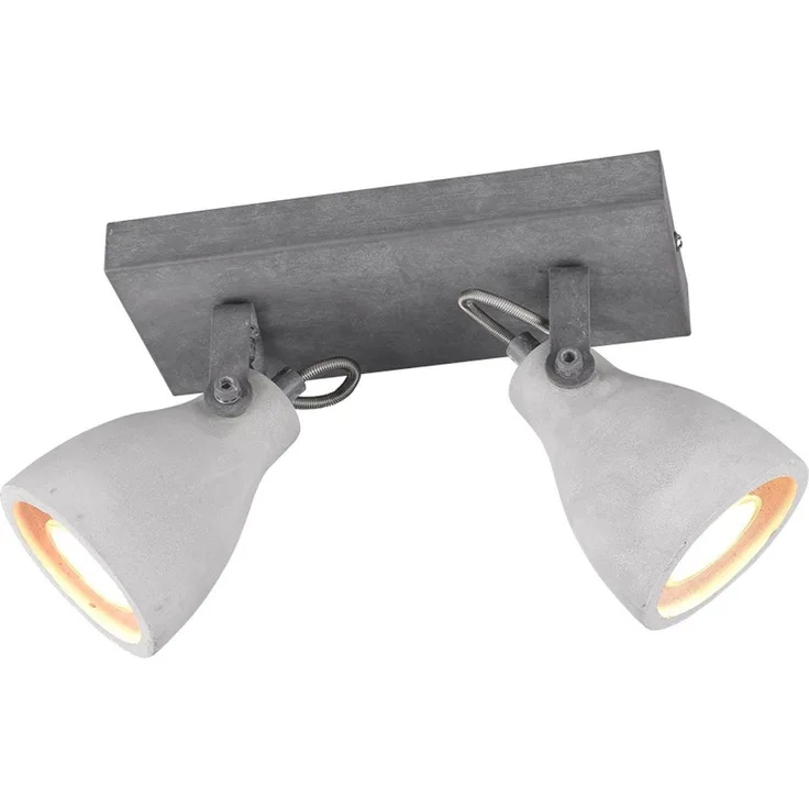 Retro Deckenstrahler CONCRETE 2-flammig mit Beton-Lampenschirmen, Breite 23cm