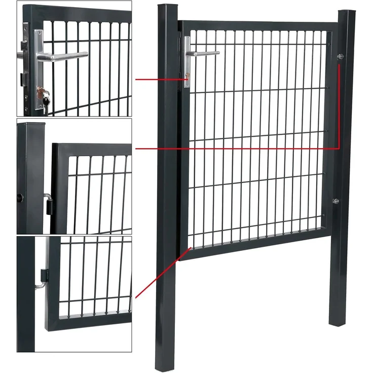 Songmics Gartentor aus verzinktem Stahl, grau, 106x90 cm (LxH) – Bild 4