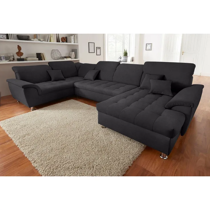 DOMO collection Wohnlandschaft Franzi wahlweise mit Kopfteilverstellung Bettfunktion, Bettkasten, im XXL-Format B/T/H: 352/214/80 cm, Steppung im Sitz, U-Form