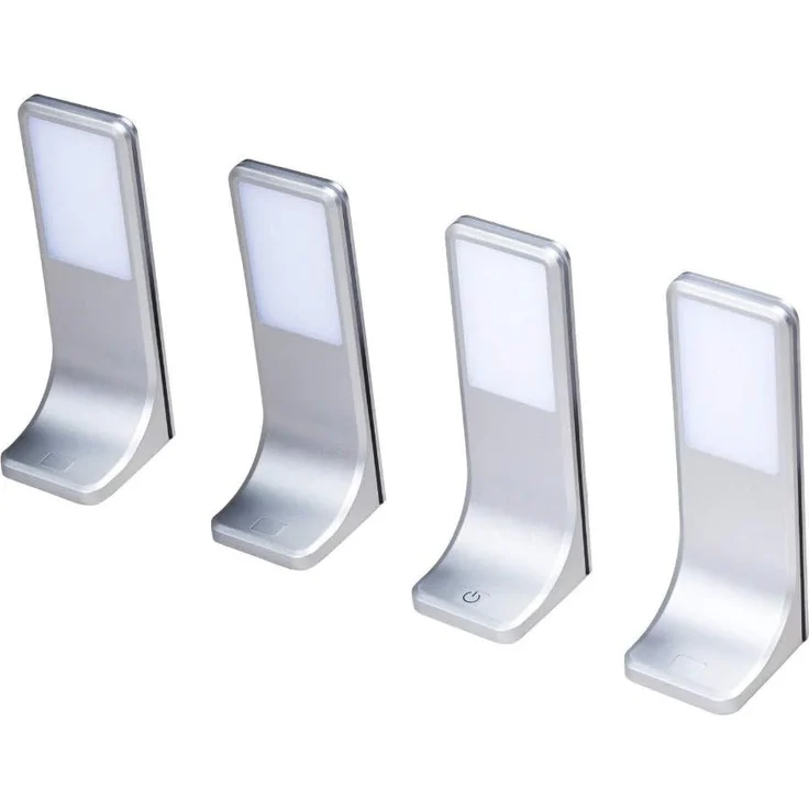kalb LED Unterbauleuchte LED Unterbauleuchte, flach dimmbar mit Touch-Schalter, silbergrau, 4er Set, warmweiß – Bild 1