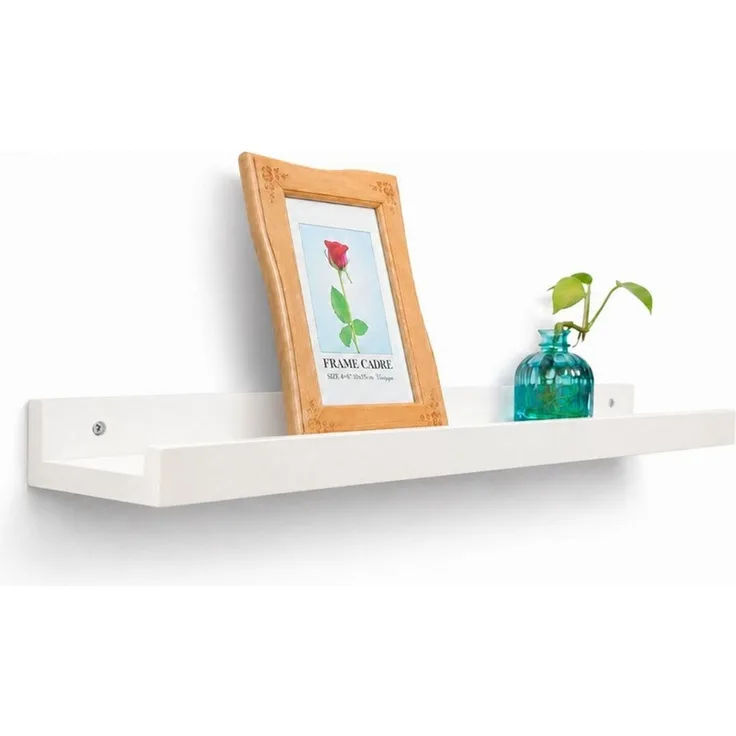 HOOZ Wandregal Wandbord 65 x12 x 5 cm, Massiv Bambus FSC zertifiziert, Farbe Weiß, Einzelartikel 1-tlg, FSC-zertifizierter Bambus, schwebende Optik, erhöhte Frontkante