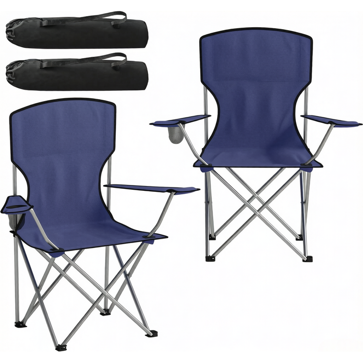 Campingstuhl 88 x 57 x 97 cm, 2er-Set mit Getränkehalter und Tragetaschen, klappbar – Bild 4