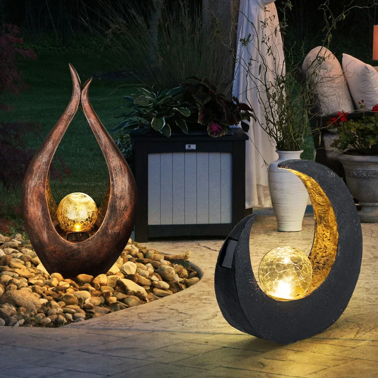 2er Set LED Solarleuchten mit Glas Kugel in Crackle Optik – Bild 2