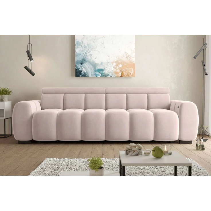 99rooms Alessio Bigsofa Velours TIFFANY Beige mit Sitztiefenverstellung Lieferung Wohnung – Bild 5