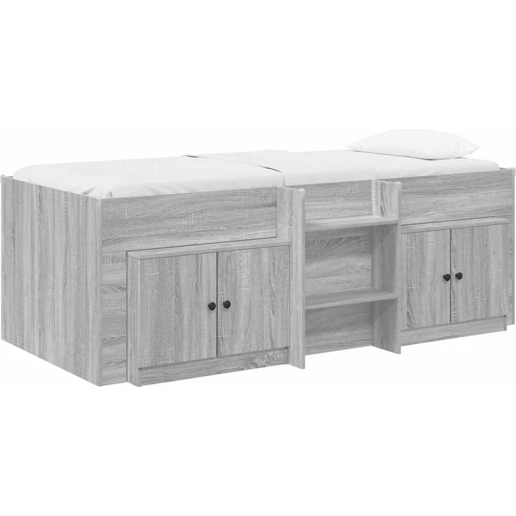 vidaXL Loft Bettgestell mit Schrank 3 Stk. Grau Sonoma Holzwerkstoff 3423387 – Bild 2