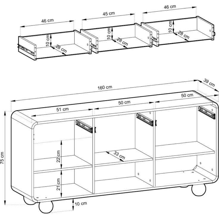 Compleo Kommode Sideboard elegant, auf runden Füßen, Japandi, Scandi ALDOS – Bild 3